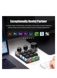 Excefore 9-Keys USB Mini Macro Mechanical Gaming Keyboard, 3 Knobs One Handed USB PC Keypad, Full-RGB, Wired Mode Programmable Keys Support NKRO, Hotkeys, One-Click Start (Black-Wired -2nd Gen.)  - Image 5