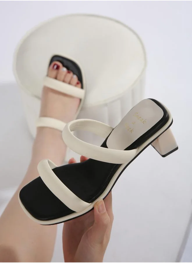 سنيك ايه بيك Open Toe Block Heel Sandals by Styli