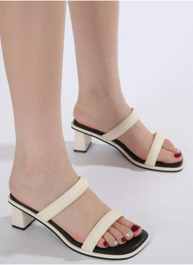 سنيك ايه بيك Open Toe Block Heel Sandals by Styli