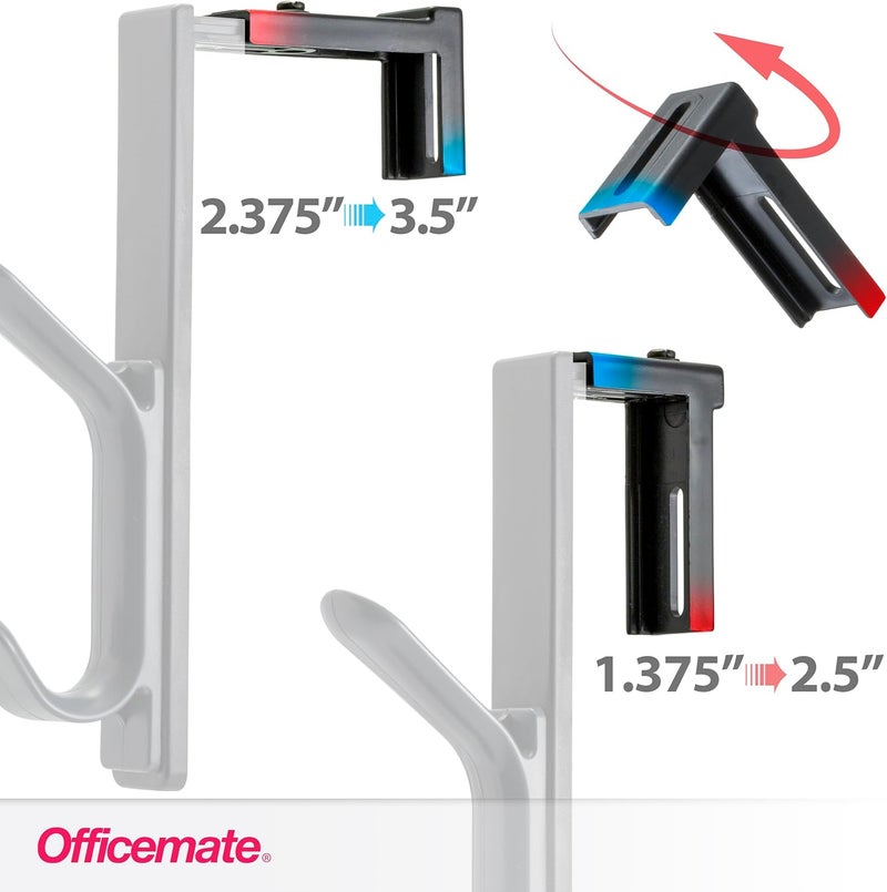 Officemate Adjustable Double Coat Hooks for Cubicle Panels, Charcoal - Image 3