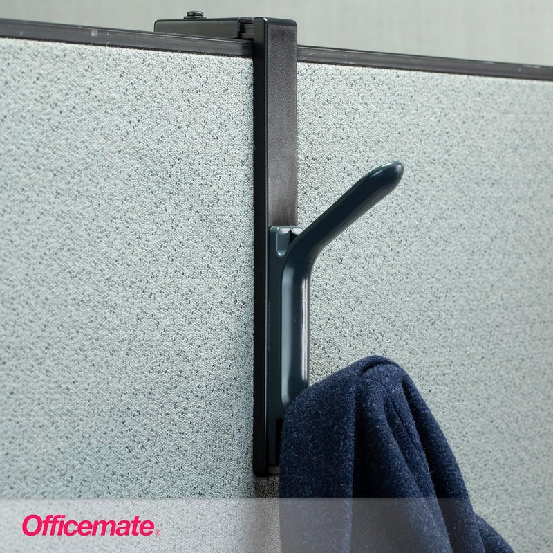 Officemate Adjustable Double Coat Hooks for Cubicle Panels, Charcoal - Image 5