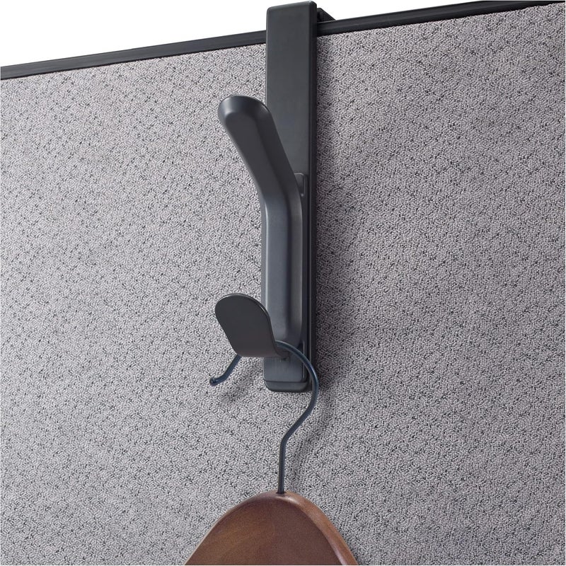 Officemate Adjustable Double Coat Hooks for Cubicle Panels, Charcoal - Image 1