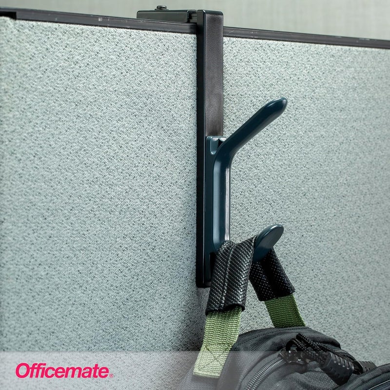 Officemate Adjustable Double Coat Hooks for Cubicle Panels, Charcoal - Image 4