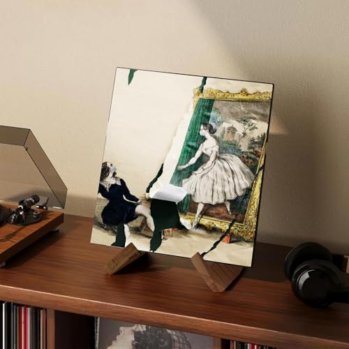 KINYFY Wooden Vinyl Record Stand, Wood Plate Holder Display Stand, Wooden Picture Frame Holder for Displaying Plates, Photos, Cookbooks, Vinyl Records - Image 3