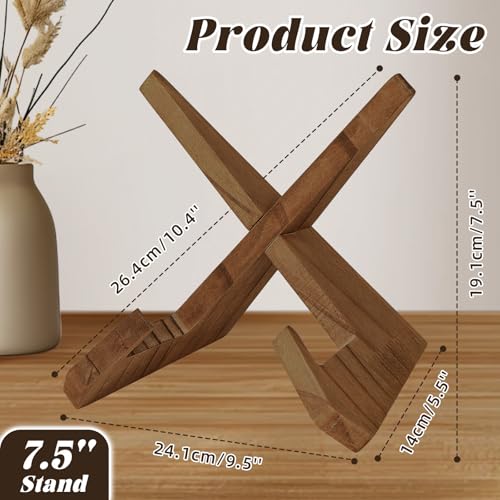 KINYFY Wooden Vinyl Record Stand, Wood Plate Holder Display Stand, Wooden Picture Frame Holder for Displaying Plates, Photos, Cookbooks, Vinyl Records - Image 2