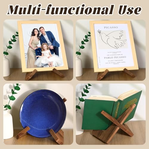 KINYFY Wooden Vinyl Record Stand, Wood Plate Holder Display Stand, Wooden Picture Frame Holder for Displaying Plates, Photos, Cookbooks, Vinyl Records - Image 4