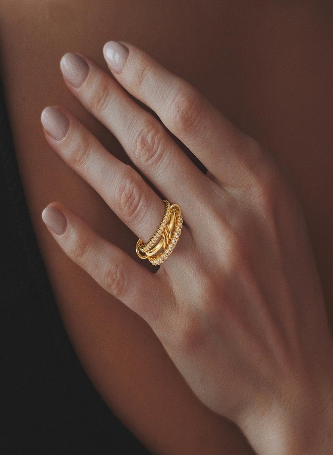 HOSICRON Gold Stackable Rings for Women Non Tarnish, Dainty Stackable 18k Gold Plated CZ Cubic Zirconia Rings, Gold Knuckle Women Rings Set, 10, Gold plated copper, Silver, Cubic Zirconia, Cubic - Image 3