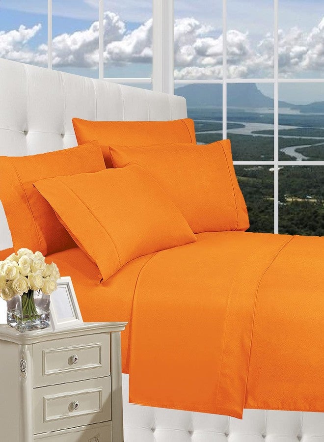 CELINE LINEN Luxurious Bed Sheets Set on Amazon 1800 Premier Hotel Quality Wrinkle Free 4-Piece Sheet Set with Deep Pockets, King Vibrant Orange - Image 2