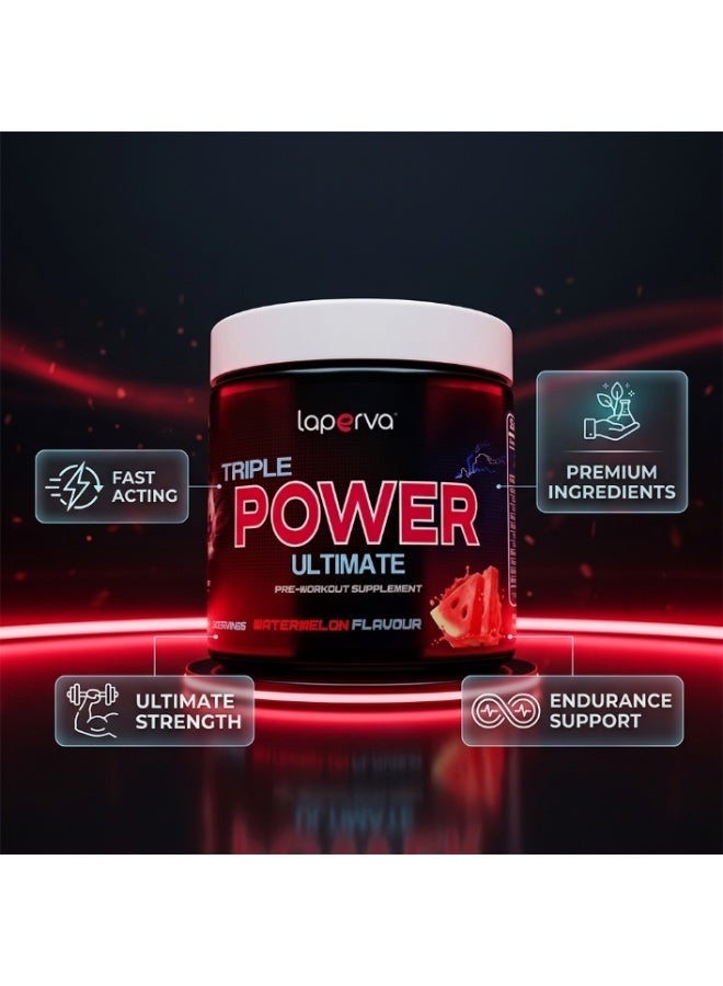 Laperva Triple Power Ultimate Pre Workout Watermelon 48 Servings, Creatine Monohydrate, Citrulline Malate, Beta Alanine, Caffeine, Taurine, B Vitamins, Energy, Endurance & Performance Support - Image 5