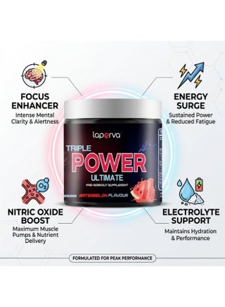 Triple Power Ultimate Pre Workout Watermelon 48 Servings, Creatine Monohydrate, Citrulline Malate, Beta Alanine, Caffeine, Taurine, B Vitamins, Energy, Endurance & Performance Support - view 4