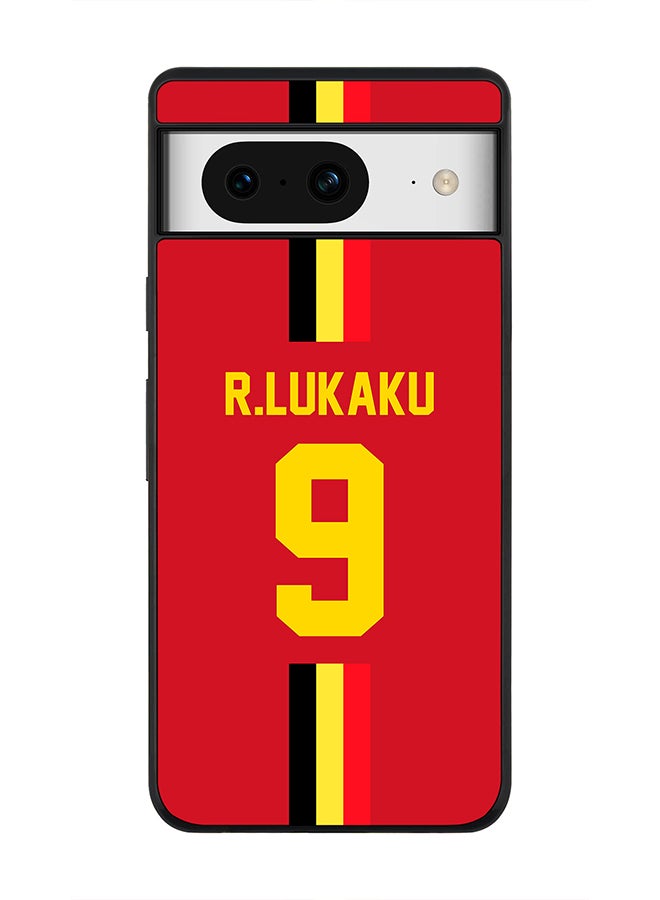 Stylizedd Rugged Black Edge case for Google Pixel 8, Custom Slim fit Flexible Anti Drop Thin Phone Case Cover - Football Team - Belgium, Player Name - R.Lukaku - Image 1