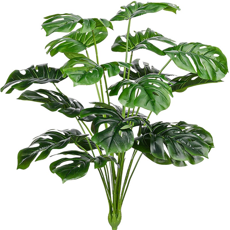 CLONG Artificial Palm Leaves Plants Faux Fake Monstera Turtle Leaf Tropical Large Palm Tree Leaves Plant Outdoor UV Resistant Plastic Plants (Green) - Image 1