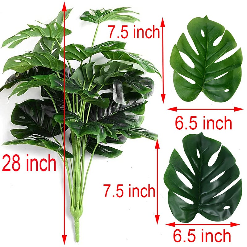 CLONG Artificial Palm Leaves Plants Faux Fake Monstera Turtle Leaf Tropical Large Palm Tree Leaves Plant Outdoor UV Resistant Plastic Plants (Green) - Image 5