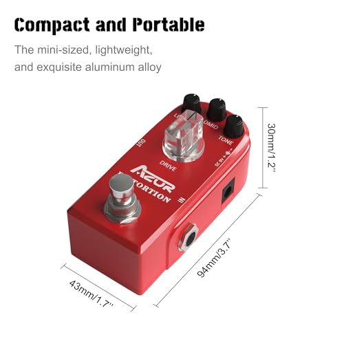 AZOR High Gain Distortion Pedal for Electric Guitar - Analog Circuitry, Aluminum Housing, True Bypass, Compact for Stage/Studio Use - Image 2