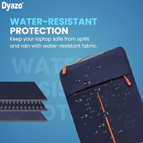 Dyazo 14-14.1 Inch Laptop Sleeve with Handle | Slim Shockproof & Water Resistant Carry Case with Front Accessories Pocket | Compatible for MacBook, Lenovo, HP, Dell, Acer, ASUS & More (Blue & Orange) - Image 4