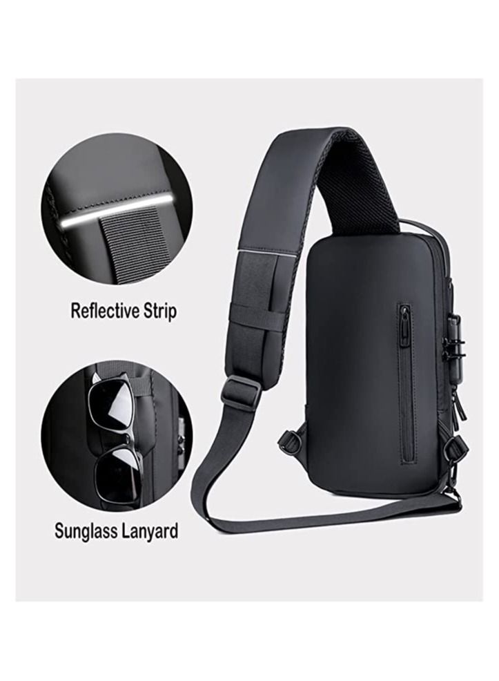 Anti theft Crossbody Sling bag,Shoulder Backpack,Lightweight Chest Daypack with USB Charging Port,Fit for 9.7'' ipad  - Image 3