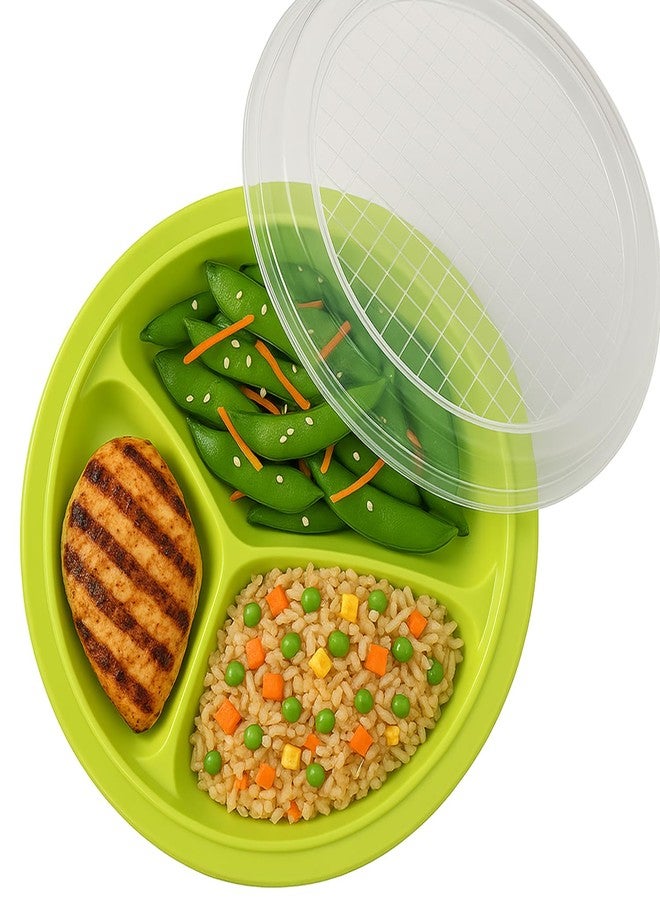 BNYD Portion Control Lunch Container with Lid - Travel Food Storage for Meal Prep, Bento Box Style, Divided Microwave Safe Dish (Set of 3) - Image 1