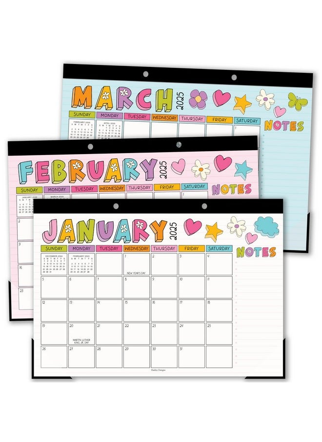 Hadley Designs - Desk Calendar 2025 - 18-Month Doodle Large Desk Calendar 2025-2026 For Home, School, And Office, 2025 Desk Calendar With Spacious Layout, Ideal Monthly Desk Calendar 2025 For Planning And Organizing - Image 1