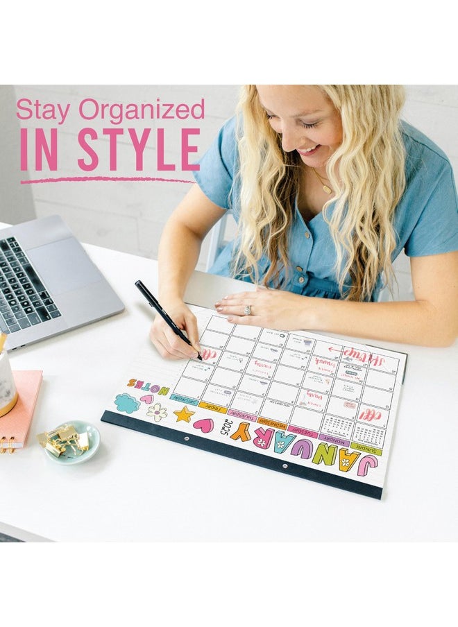 Hadley Designs - Desk Calendar 2025 - 18-Month Doodle Large Desk Calendar 2025-2026 For Home, School, And Office, 2025 Desk Calendar With Spacious Layout, Ideal Monthly Desk Calendar 2025 For Planning And Organizing - Image 1