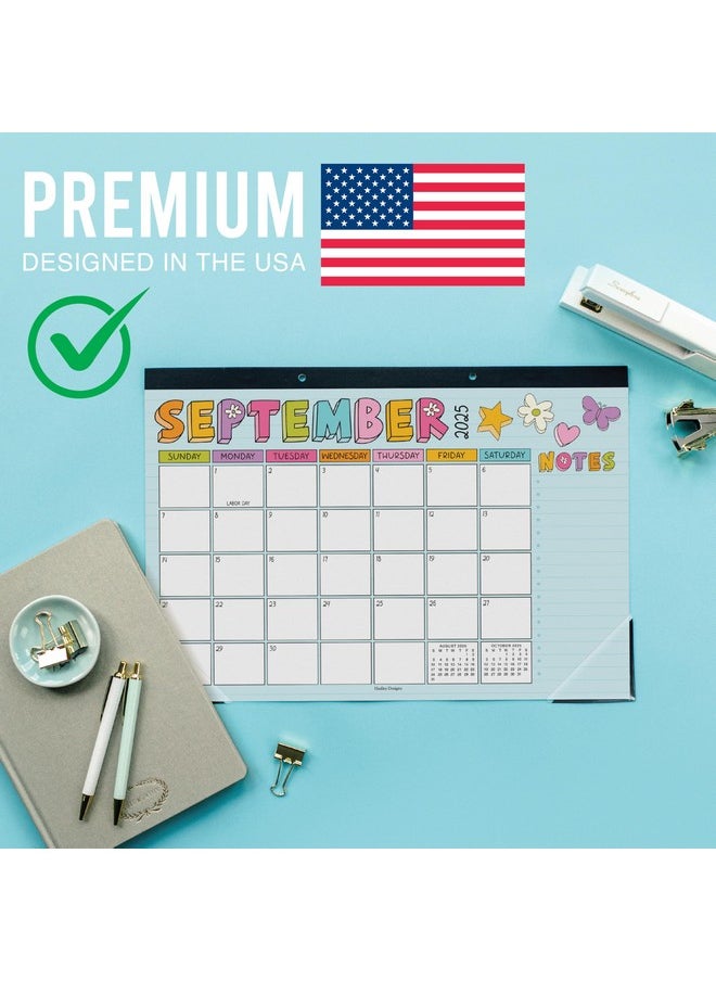 Hadley Designs - Desk Calendar 2025 - 18-Month Doodle Large Desk Calendar 2025-2026 For Home, School, And Office, 2025 Desk Calendar With Spacious Layout, Ideal Monthly Desk Calendar 2025 For Planning And Organizing - Image 1