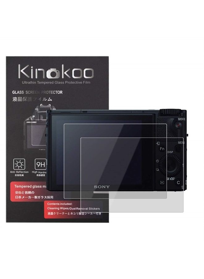 kinokoo فيلم زجاج مقسى لجهاز سوني DSC-RX100/RX100 II/RX100 III/RX100 IV/RX100 V/RX100 VI/VII فيلم شفاف كريستالي واقي شاشة سوني RX100 RX100M2/M3/M4/M5/M6/M7 خالي من الفقاعات/مقاوم للخدش (عبوة 2) - Image 1