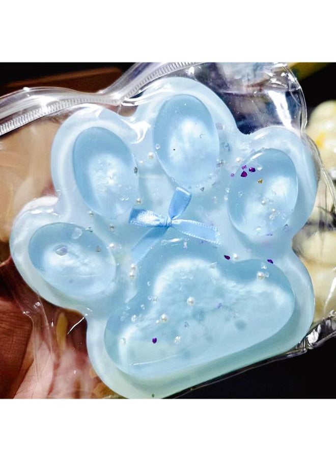 Generic Titata Taba Giant Paw Squishy for Kids Adults, Big Furry Cat Paw Squishy Toys for Stress Relief, Super Soft Squeeze Fidget Toys (Clear&Blue) 