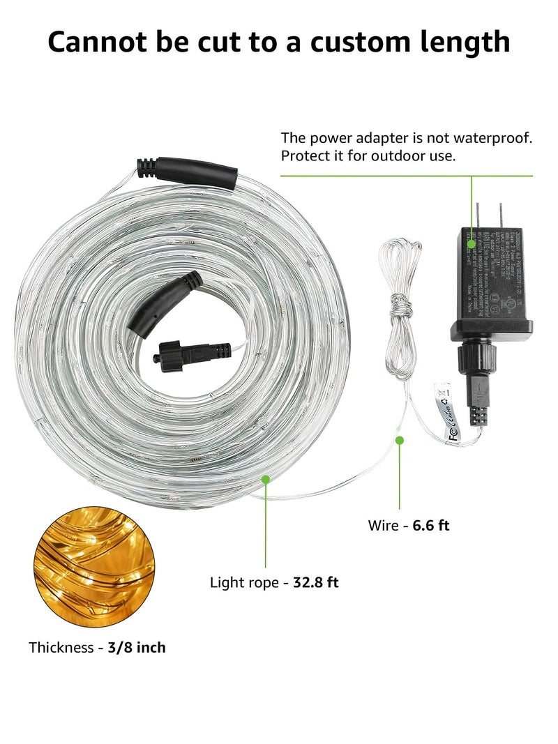 Lighting EVER LE 33ft 240 LED Rope Lights Outdoor 24 Volts, 3/8 inch Clear Tube, Upgraded 2700K Warm White, Connectable (Up to 3 Sets), Not Dimmable, Waterproof String Lights for Patio Deck Railing Stair Landscape - Image 4