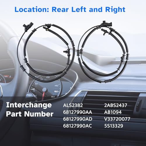 Ruizure Rear ABS Wheel Speed Sensor Left Right fit for 2012 2013 2014 2015 2016 Chrysler Town & Country, 2012-2020 Dodge Grand Caravan, 2012-2015 Ram C/V Cargo Van, Driver Passenger Side, 2pcs - Image 3