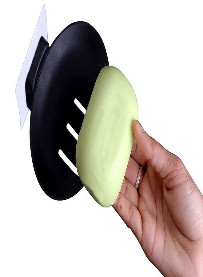 Virth® 1PCS Plastic Wall Mounted Soap Dish Adhesive Sponge Holder No-Drilling Soap Holder Stand for Bathroom (Black SOAP Dish, 1) - Image 2