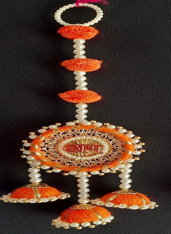 Anishop Ethnic Handmade Shubh Labh,shubh labh Decorative Wall Hanging Best for Home Decor/Diwali Etc (Handmade) (Pack of 2) Orange - Image 3