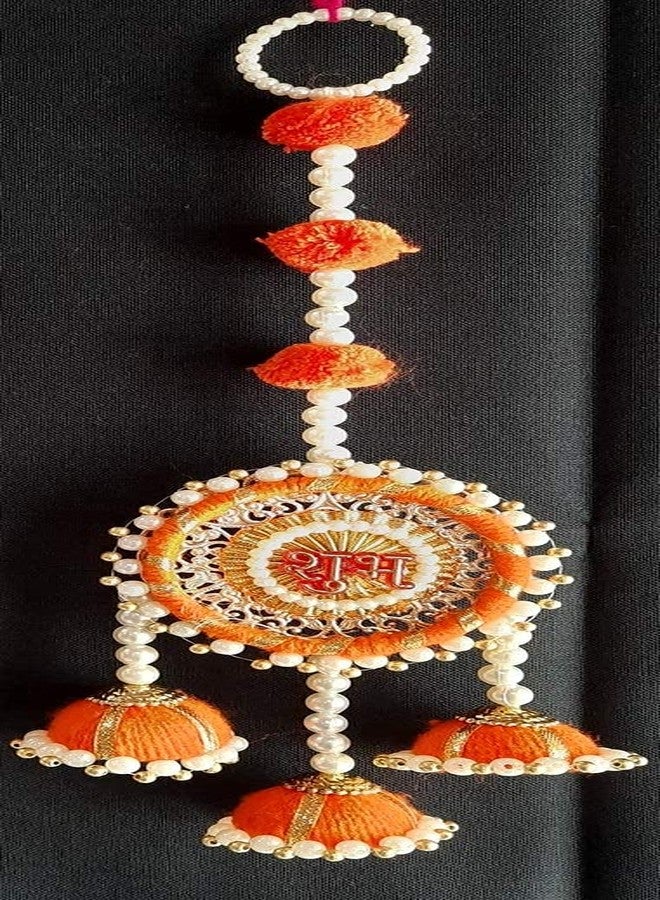 Anishop Ethnic Handmade Shubh Labh,shubh labh Decorative Wall Hanging Best for Home Decor/Diwali Etc (Handmade) (Pack of 2) Orange - Image 2