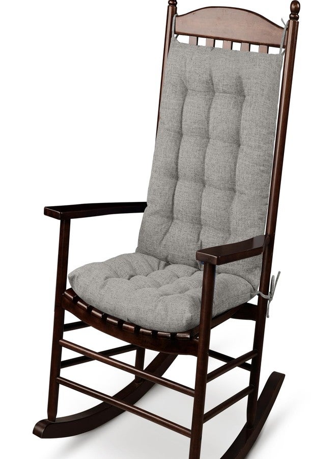 ELFJOY Rocking Chair Cushion Large Rocking Chair Pads with Ties Premium Linen High Back and Seat Cushion 2 Piece Set Linen Grey - Image 1