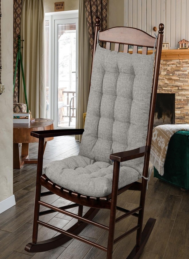 ELFJOY Rocking Chair Cushion Large Rocking Chair Pads with Ties Premium Linen High Back and Seat Cushion 2 Piece Set Linen Grey - Image 5