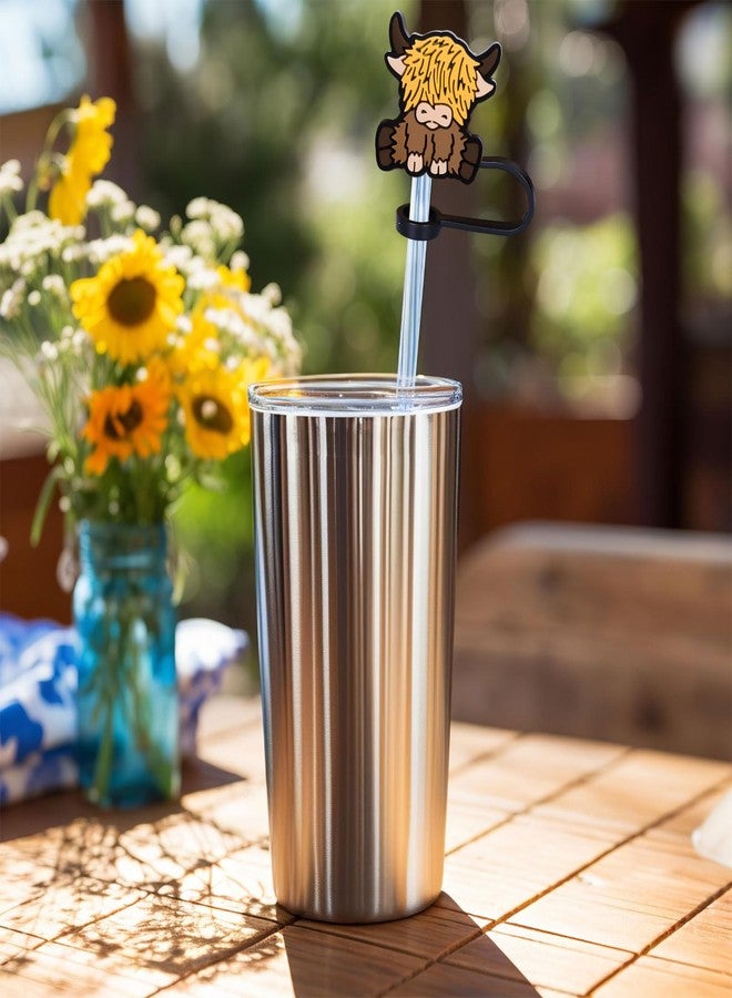 وولاين مجموعة أغطية ماصة سيليكون قابلة لإعادة الاستخدام من والين، 6 قطع، بتصميم بقرة هايلاند، مناسبة لأكواب عيد الميلاد، مقاس 8 مم، بتصميم بقرة كرتونية، مناسبة لماصات الشرب مقاس 0.3 بوصة، إكسسوارات أكواب، هدايا حفلات الأطفال - Image 4