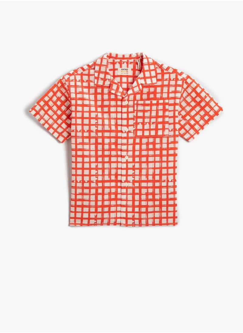KOTON Plaid Short Sleeve Shirt Cotton
