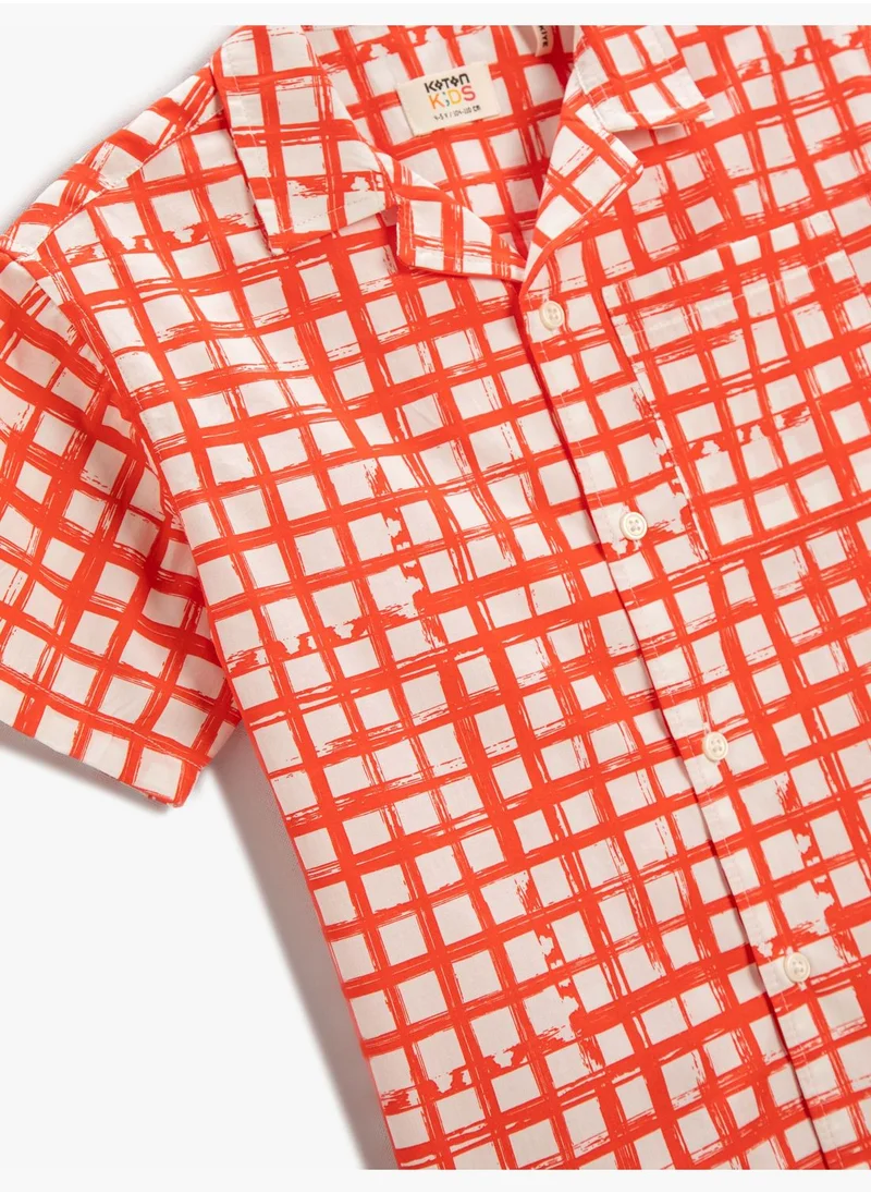 KOTON Plaid Short Sleeve Shirt Cotton