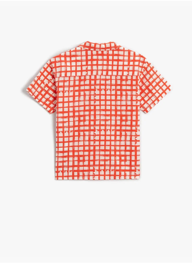 KOTON Plaid Short Sleeve Shirt Cotton