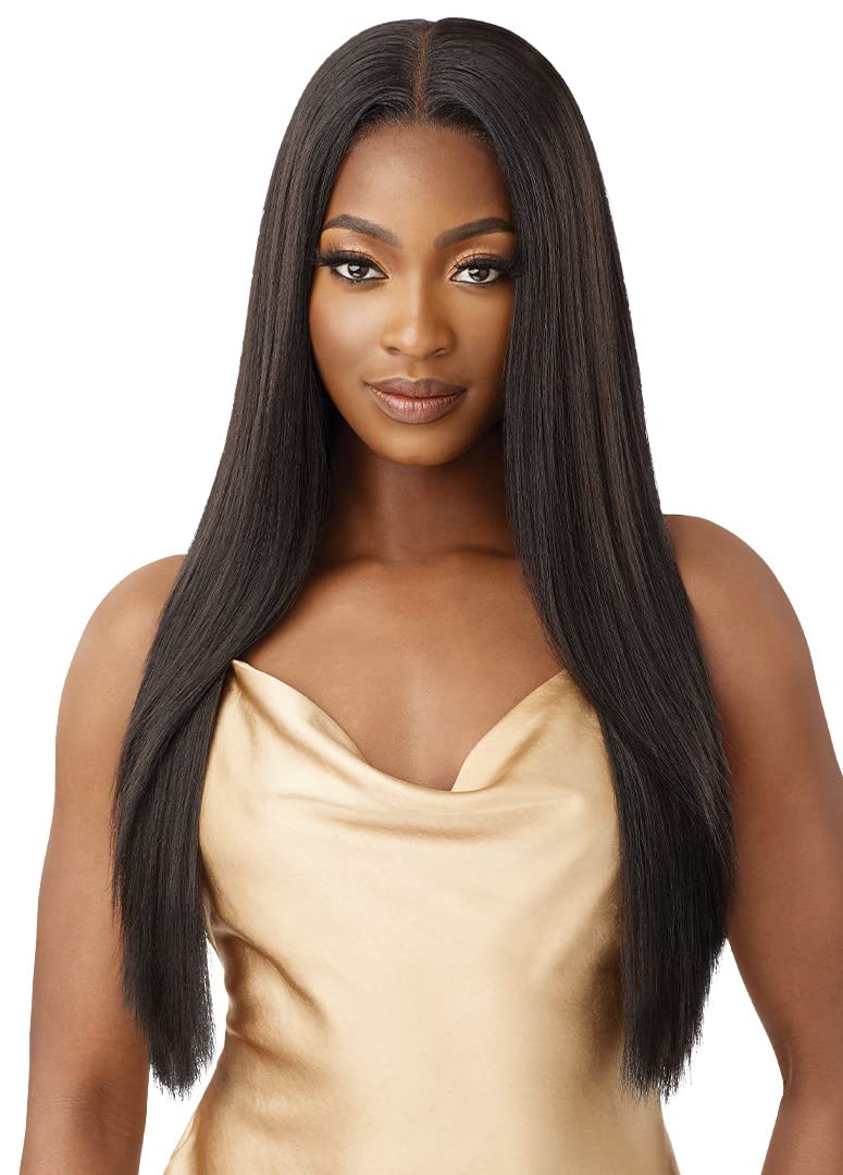 Outre 5x5 Lace Closure Wig Human Hair Blend Yaki Straight 26 1B