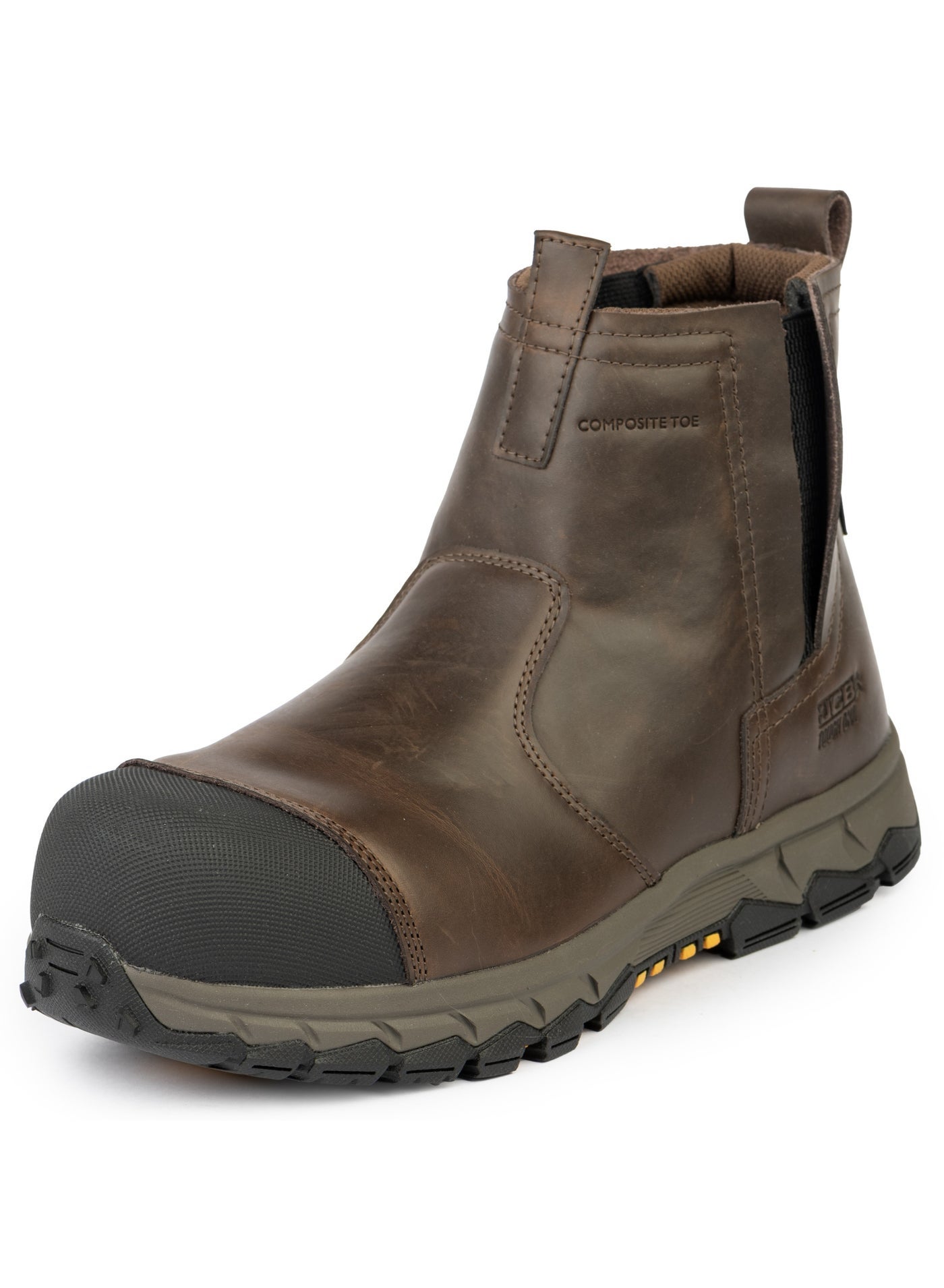 Pull On 6" Safety Boots for Men JCB-008A | Composite Toe – Waterproof, Puncture, Oil, Heat & Slip Resistant | ASTM F2413-18 Certified EH – Dark Brown