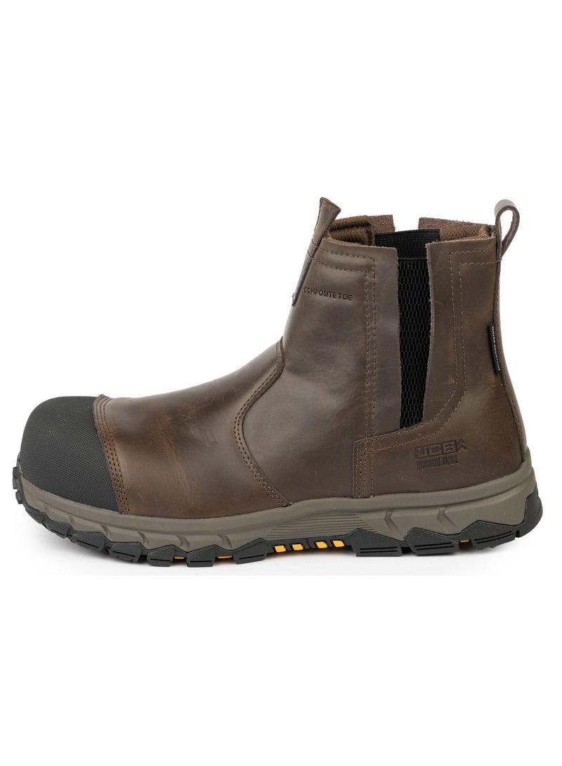 JCB Pull On 6" Safety Boots for Men JCB-008A | Composite Toe – Waterproof, Puncture, Oil, Heat & Slip Resistant | ASTM F2413-18 Certified EH – Dark Brown - Image 2