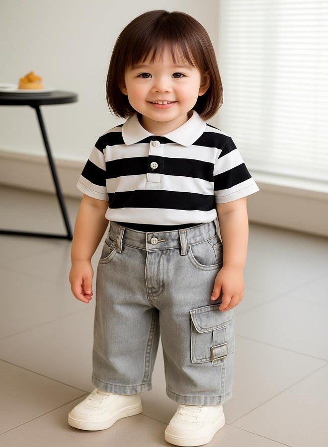 funday fashion بنطلون جينز طويل من ماركة FUNDAY FASHION للأطفال (مقاسات: 9 أشهر، 12 شهرًا، عادي، رمادي فاتح) - Image 5