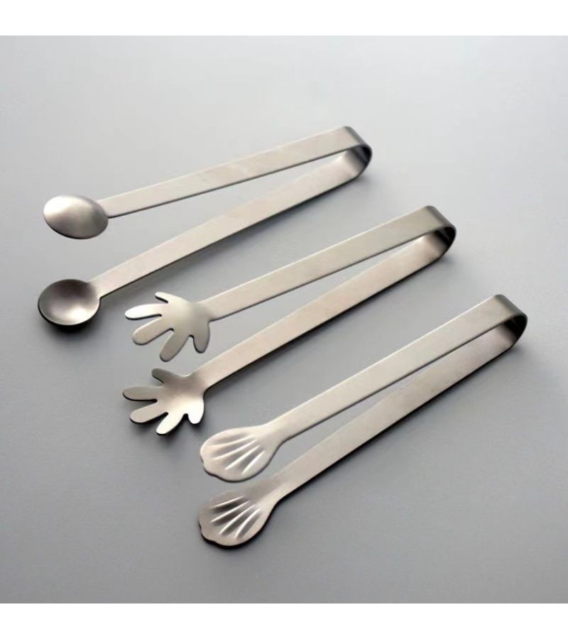 Stainless Steel Round Toe Ice Clip Thickened Household Barbecue Food Tongs - Image 1