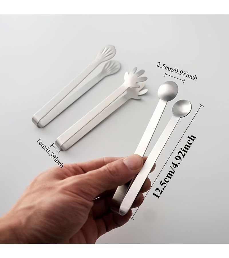 Stainless Steel Round Toe Ice Clip Thickened Household Barbecue Food Tongs - Image 4