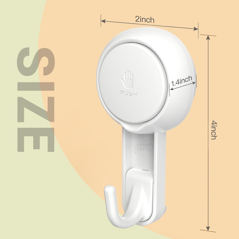 Marchpower Shower Suction Cup Hooks - 4 Pack Reusable Heavy Duty Vacuum Suction Hook for Inside, Waterproof Bathroom Wall Bathtub Loofah Hook, Strong Window Glass Hanger Removable Kitchen Towel Holder - Image 4