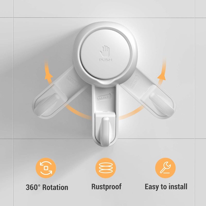 Marchpower Shower Suction Cup Hooks - 4 Pack Reusable Heavy Duty Vacuum Suction Hook for Inside, Waterproof Bathroom Wall Bathtub Loofah Hook, Strong Window Glass Hanger Removable Kitchen Towel Holder - Image 5