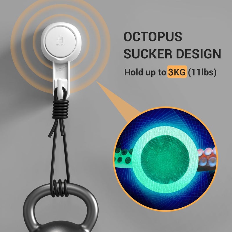 Marchpower Shower Suction Cup Hooks - 4 Pack Reusable Heavy Duty Vacuum Suction Hook for Inside, Waterproof Bathroom Wall Bathtub Loofah Hook, Strong Window Glass Hanger Removable Kitchen Towel Holder - Image 2