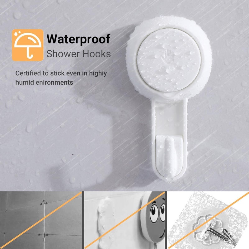 Marchpower Shower Suction Cup Hooks - 4 Pack Reusable Heavy Duty Vacuum Suction Hook for Inside, Waterproof Bathroom Wall Bathtub Loofah Hook, Strong Window Glass Hanger Removable Kitchen Towel Holder - Image 3