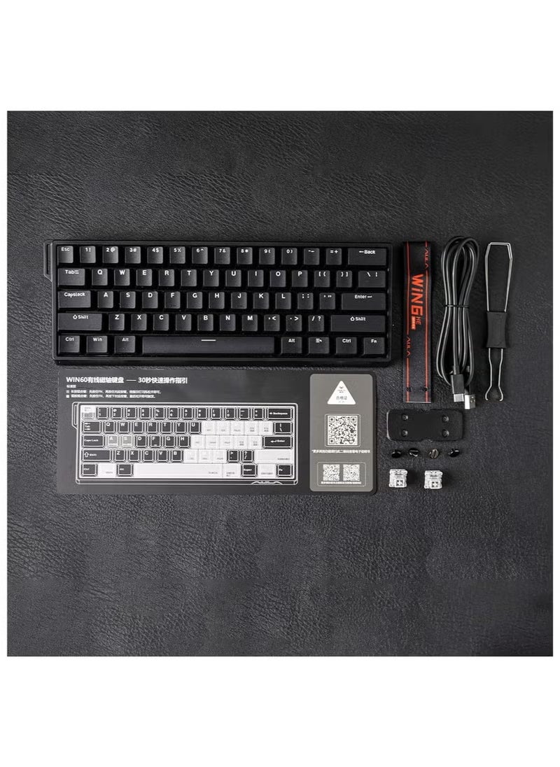 Aula WIN60 HE 60% Wired Magnetic Keyboard with Adjustable Actuation, 8000 Hz Polling Rate, Hall Effect Switches, Hot-Swap, for FPS Games (Black)