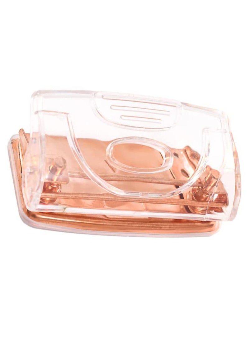 Y&D 2 Hole Punch, Double Puncher, Clear Lid Paper Punching Tool, Office Supplies for Card Files Document (Rose Gold) - Image 5