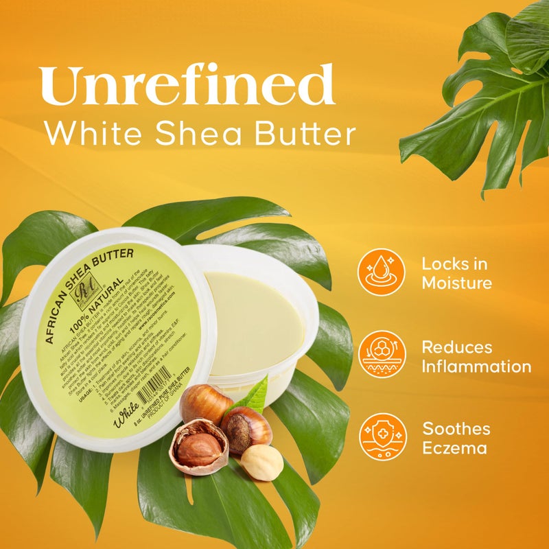 RA COSMETICS 100% Pure Shea Butter, Ivory - 8oz | 100% Pure and Natural Body Butter for Radiant Skin | Ultra-rich Moisturizer for Dry Skin, Stretch Marks, Wrinkles and Blemishes - Sourced from Ghana - Image 3